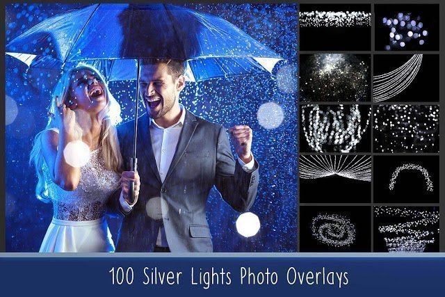 Silver Lights Photo Overlays