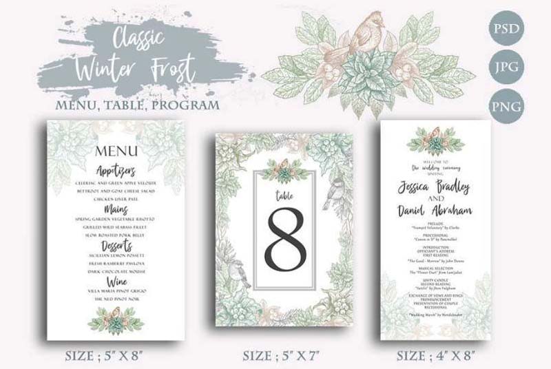 Classic Winter Wedding Invitations Card Templates