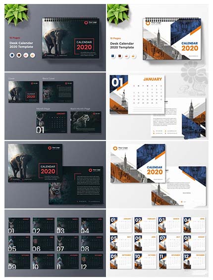 PSD Business Desktop Calendar 2020 Set