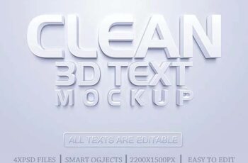 Clean 3D Text PSD Mockup