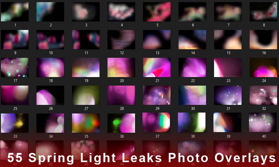 55 Spring Light Leaks Photo Overlays
