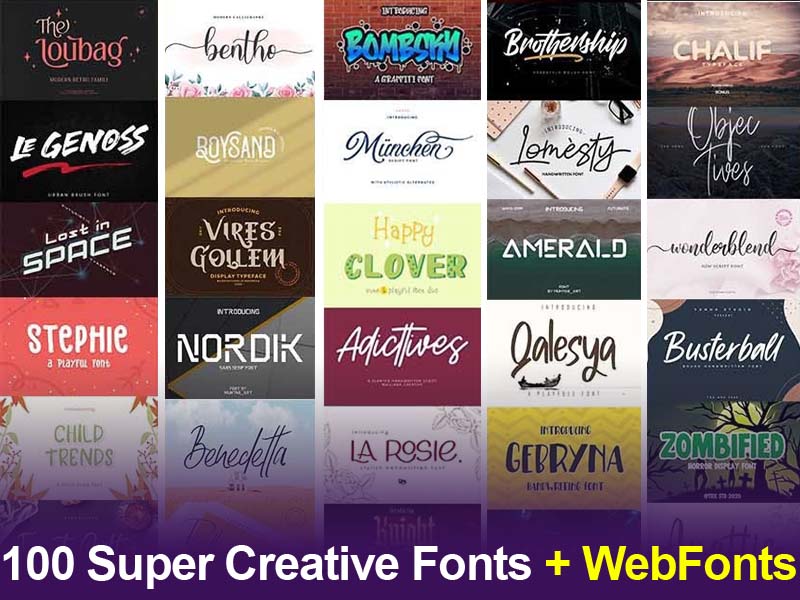 100 Super Creative Fonts + WebFonts