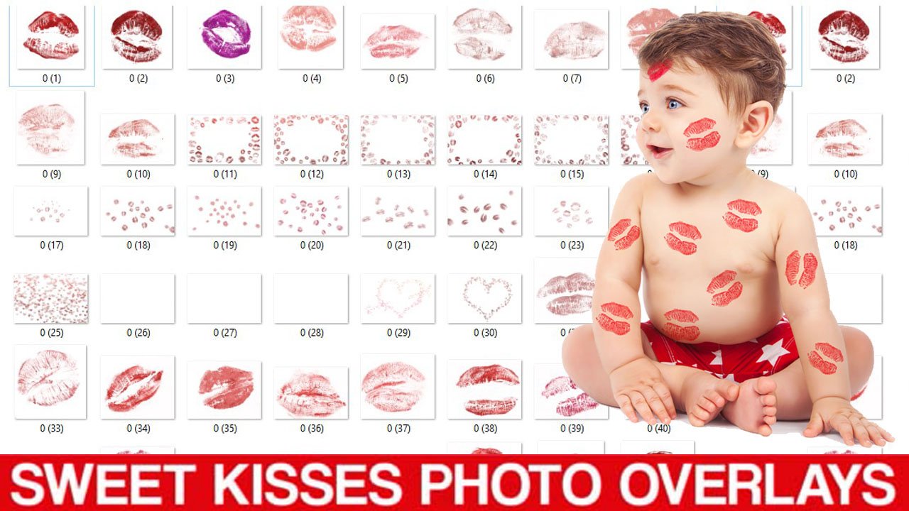 50 Sweet Kisses PNG Photo Overlays