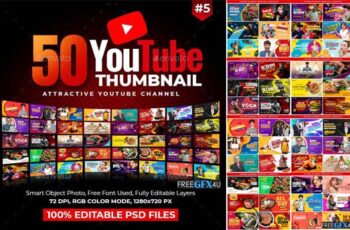 50 Youtube Thumbnail PSD Templates Pack