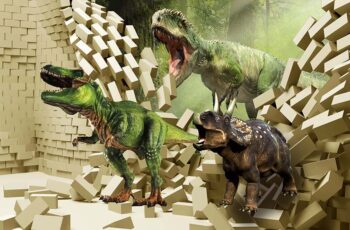 3D PSD Dinosaurs Wall Background