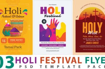 Free Download 03 Holi Festival Flyer PSD Template Pack