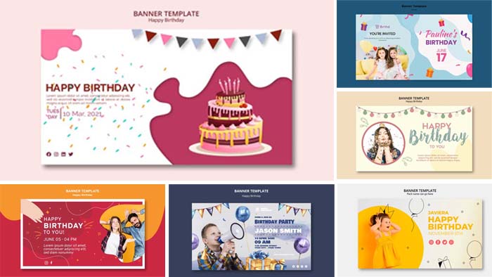 Free Download 08 Happy Birthday PSD Banner Templates