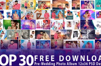 Free Download Top 30 Pre-Wedding Photo Album 12x36 PSD Designs
