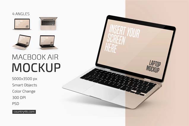 Macbook Air PSD Mockup Set