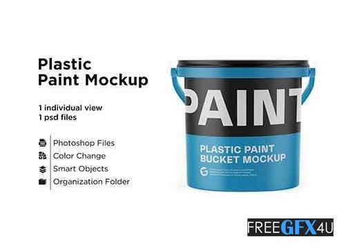 10L Plastic Paint Bucket Mockup