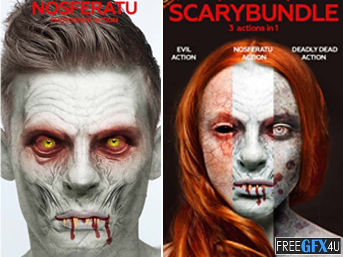 GraphicRiver - 3in1 Scary Bundle Photoshop Action