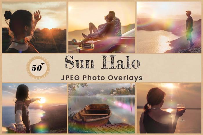 CreativeMarket - 50+ Sun Halo Photo Overlays Backdrops