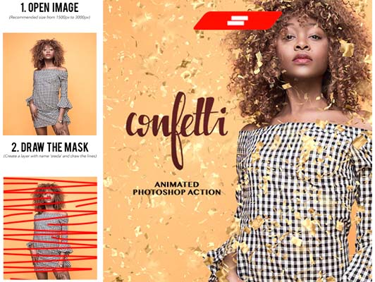 Gif Animated Confetti Glitter Effect Photoshop Action