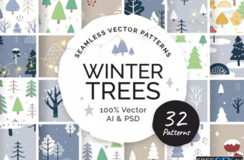 Winter Christmas Tree Pattern Pack Free Download