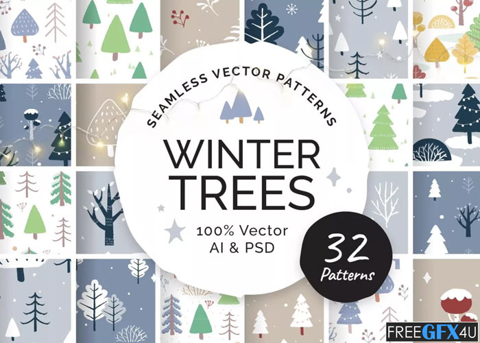 Winter Christmas Tree Pattern Pack Free Download