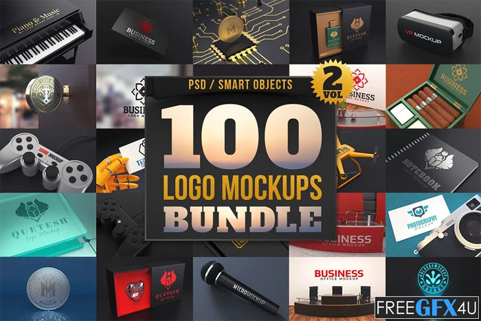 100 Logo Mockups Bundle Vol-02 Free Download