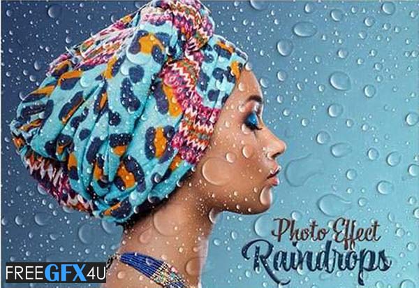 Raindrops Photo Effect PSD Template