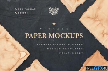 Vintage Paper PSD Mockup Set
