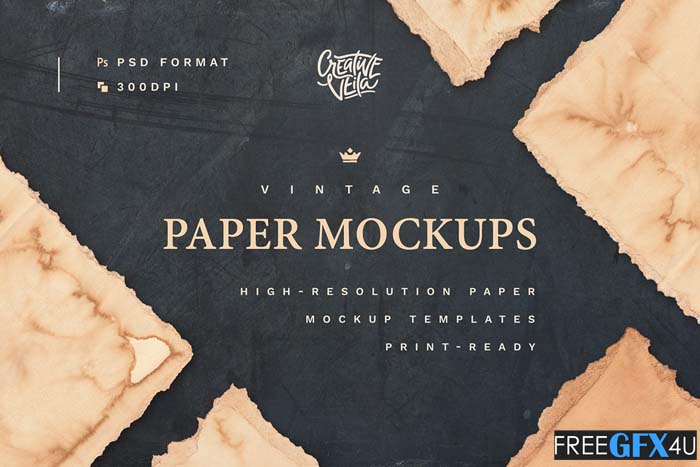 Vintage Paper PSD Mockup Set