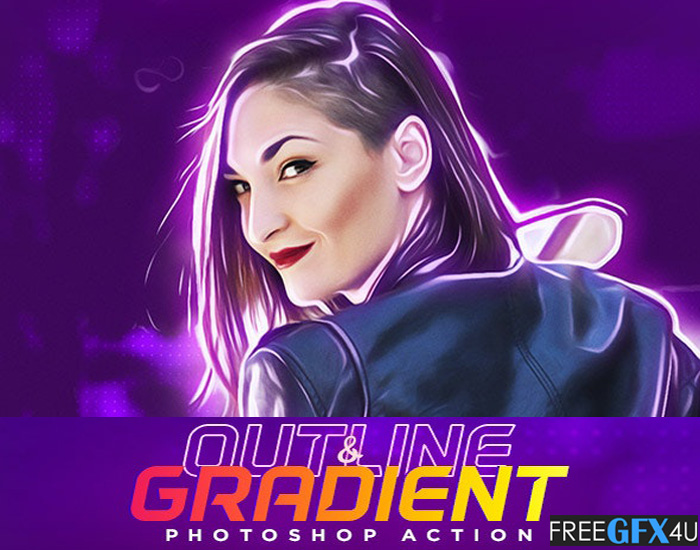 Free Download Outline & Gradient Photo Effect