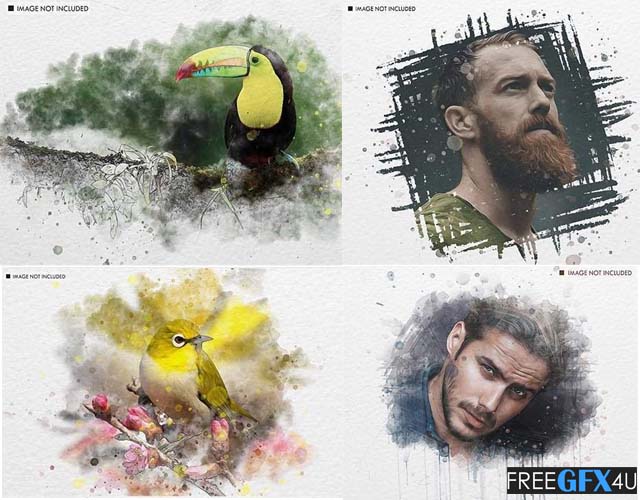 10 Watercolor Painting Photo Effect Mockups