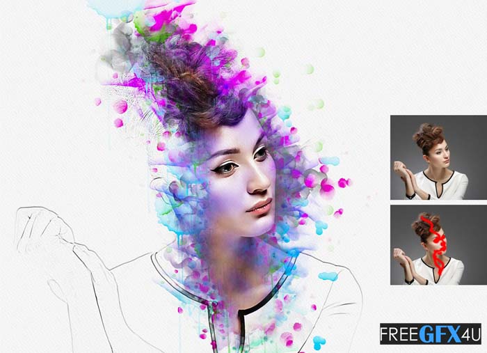 Free Download Portrait Watercolor Photoshop Action