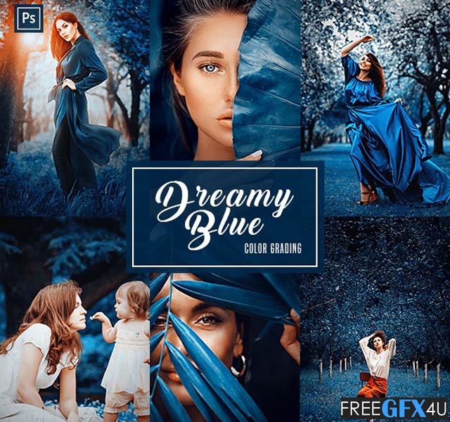 Free Download Dreamy Blue Color Grading Photoshop Action