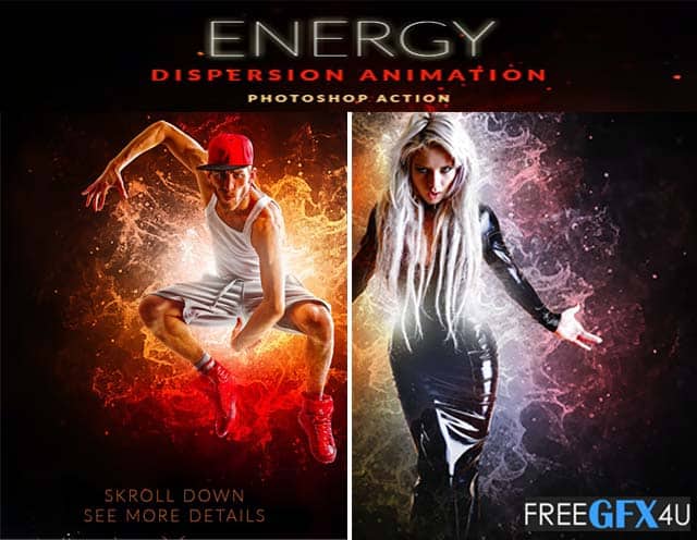 Free Download Energy Dispersion Animation Photoshop Action
