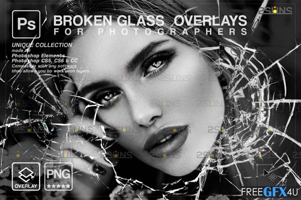 Broken Glass Photoshop Overlay Bundle Free Download