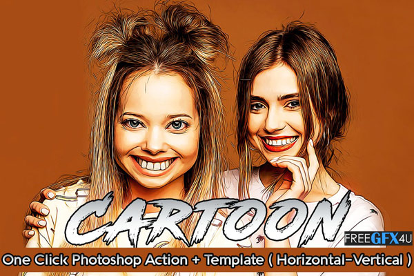 Cartoon Painting Effect Photo Template Action