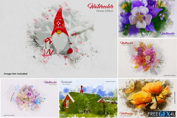 Top 08 Watercolor Photo Effect PSD Bundle