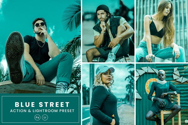 Blue Street Effect Action And Lightroom Presets