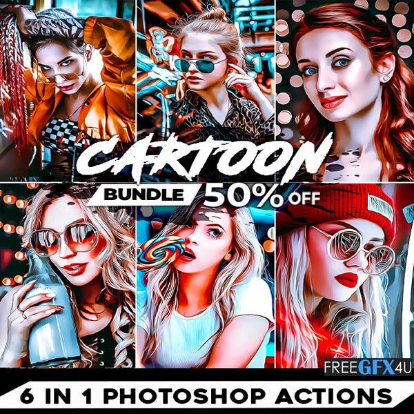Cartoon Painting Photoshop Actions Bundle 32048265