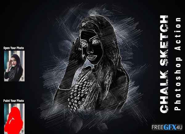 CreativeMarket - Chalkboard Sketch Photoshop Action