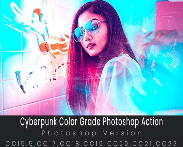 Cyberpunk Color Grade Photoshop Action