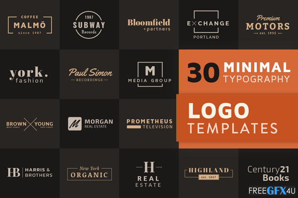 CreativeMarket - 30 Minimal Typography Logo Templates