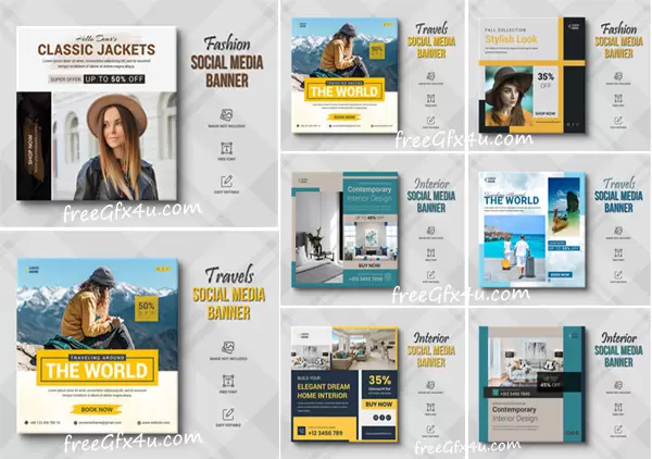 7 Best Social Media Posts Collection Free Download