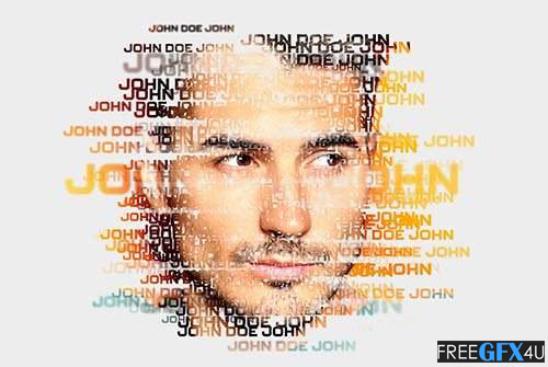 Text Masking Portrait Photo Effect Mockup