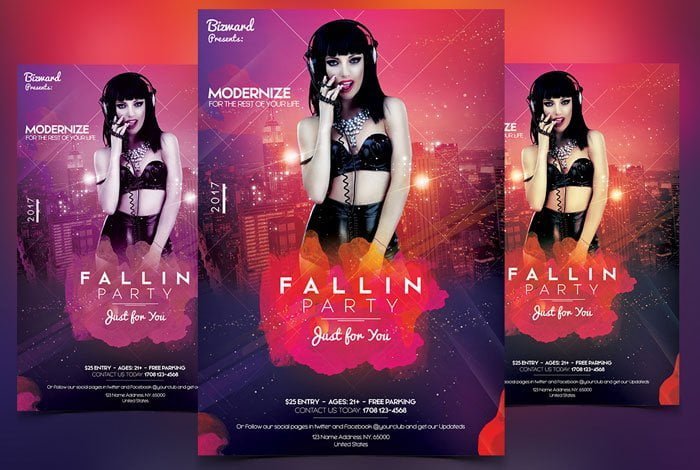 Fallin Party Flyer PSD Template