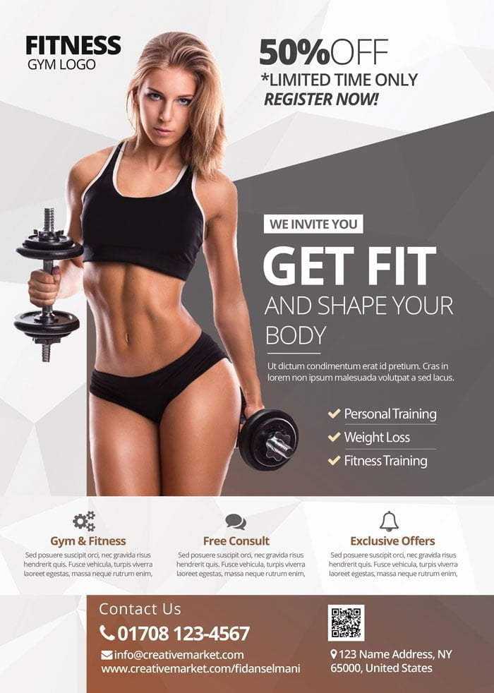 CreativeMarket - Get Fit Fitness Flyer PSD Template