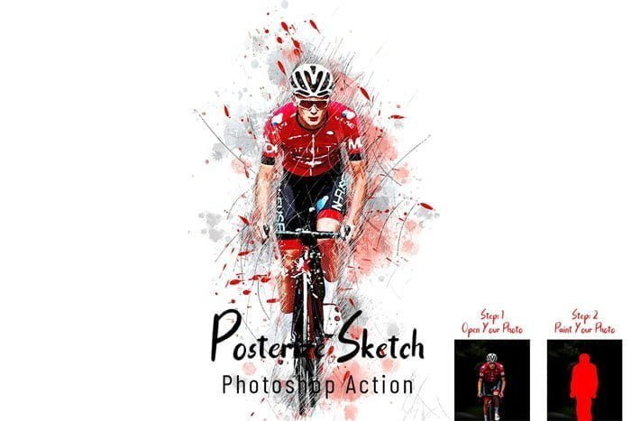 CreativeMarket - Posterize Sketch Photoshop Action