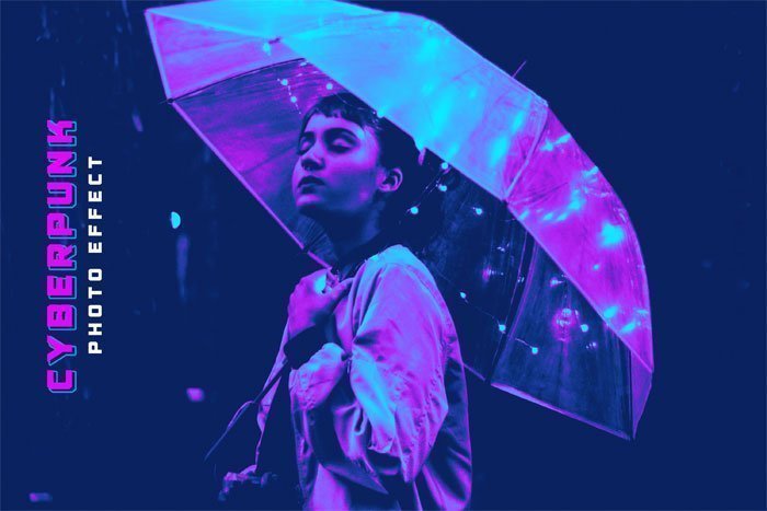 Cyberpunk Neon Light Photo Effect