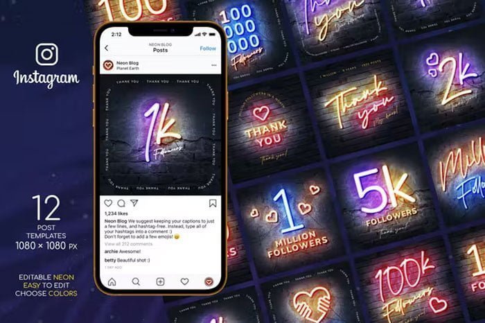 Videohive - Thank You Neon Instagram