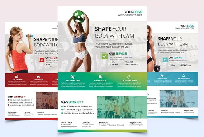 3 Fitness Flyer PSD Template