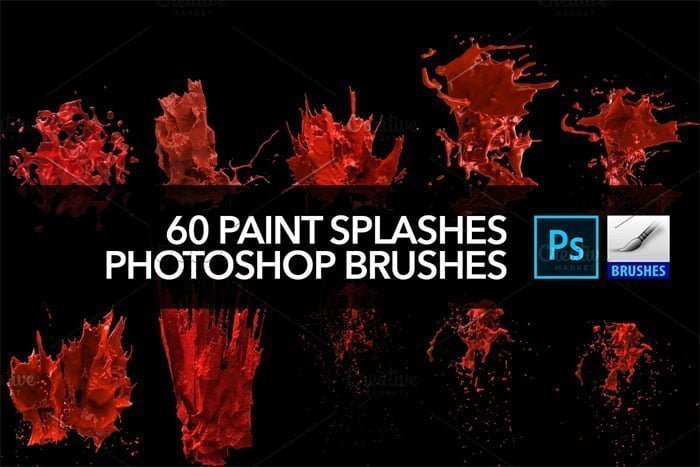CreativeMarket - 60 Paint Splash Brushes For PS