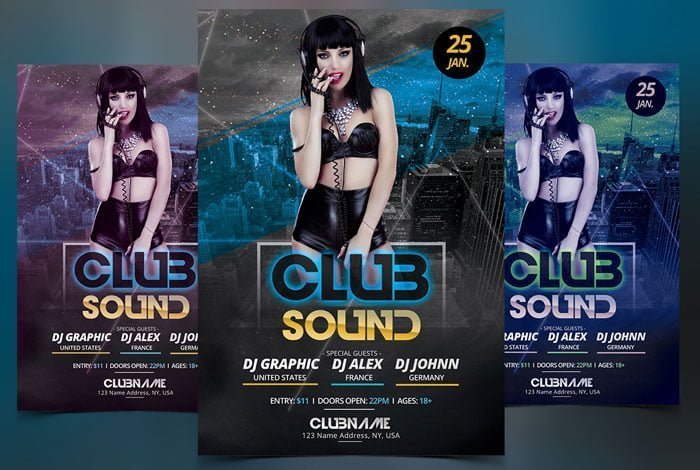 Club Sound Flyer PSD Template
