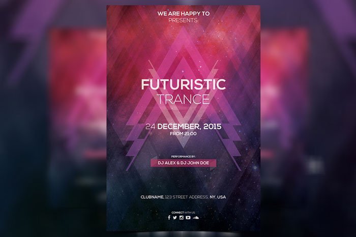 Futuristic Trance Flyer PSD Template