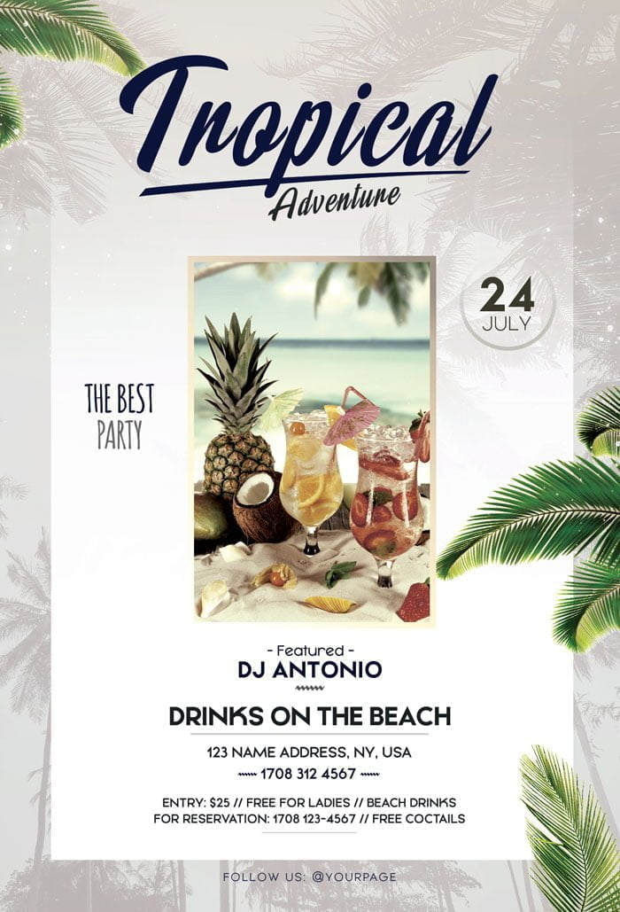 Tropical Adventure Flyer PSD Template