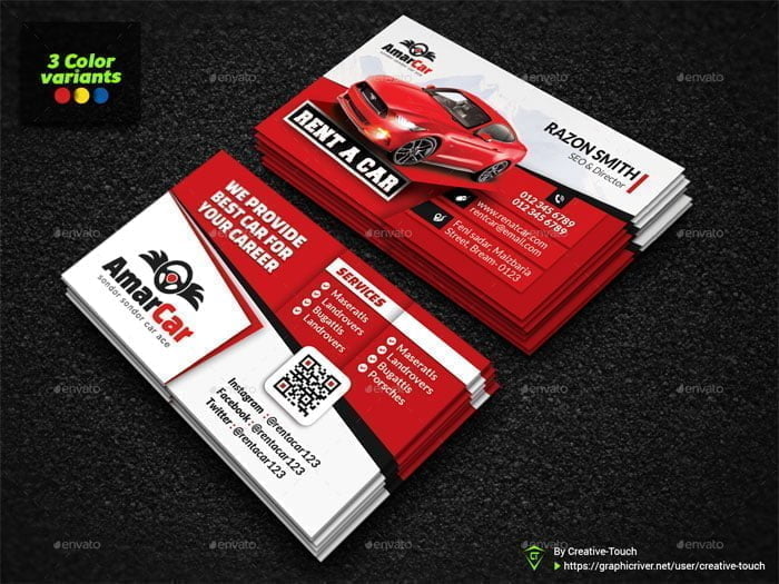 Rent A Car Business Card Templates