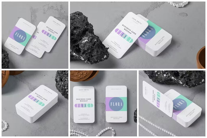 Round Edge US Business Card Mockups